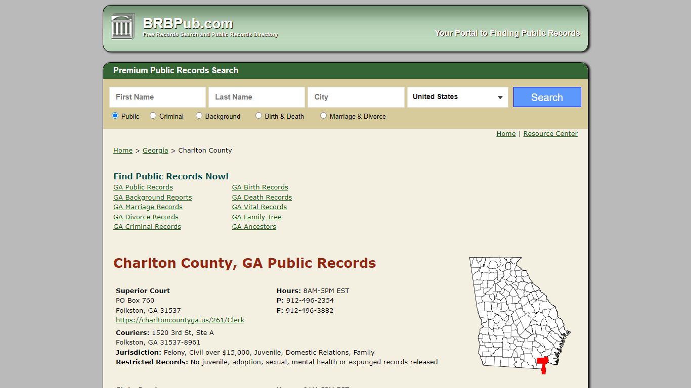 Charlton County Public Records | Search Georgia Government Databases
